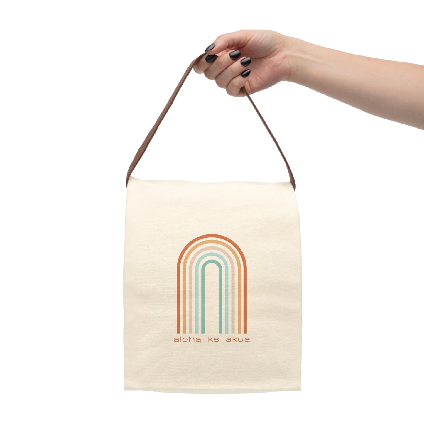Canvas Lunch Bag With Strap - Rainbow