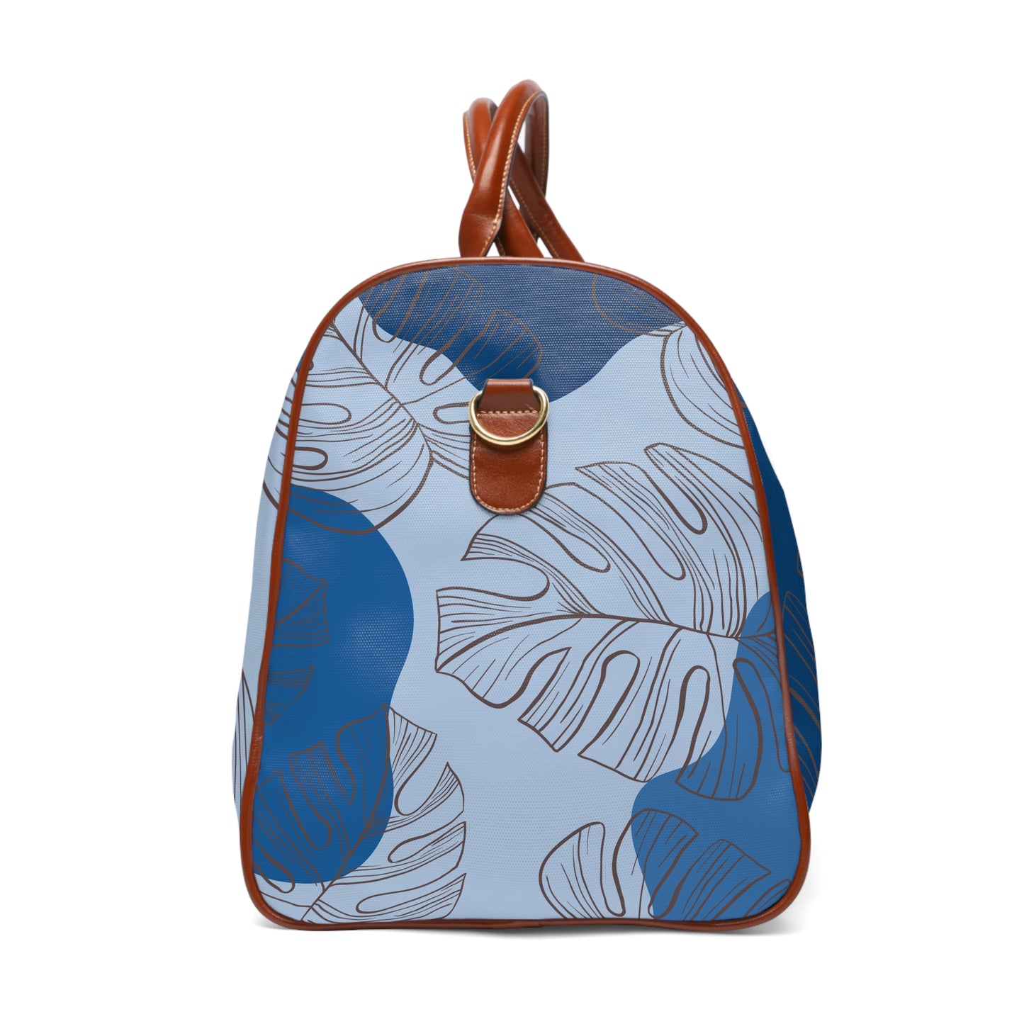 Blue Monstera Waterproof Travel Bag