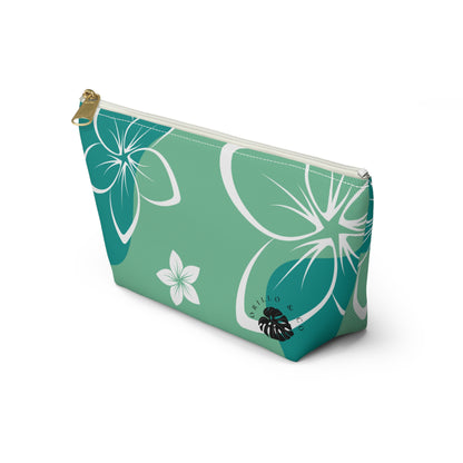 Green & White Accessory Pouch w T-bottom