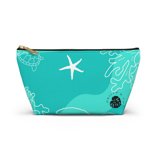 Teal Ocean Accessory Pouch w T-bottom