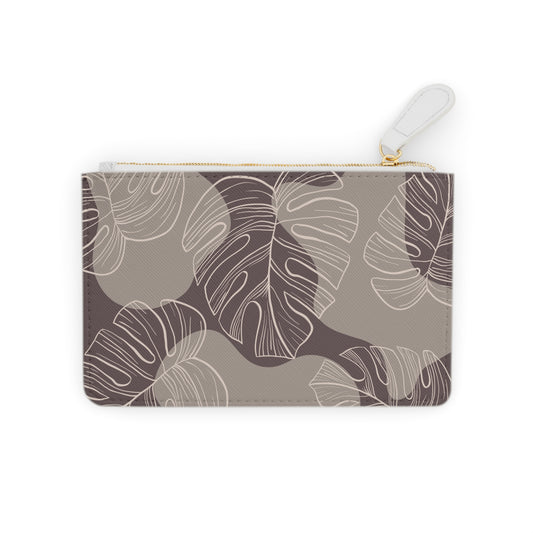 Beige Monstera Mini Clutch