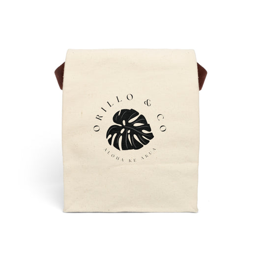 Canvas Lunch Bag With Strap - Black Logo