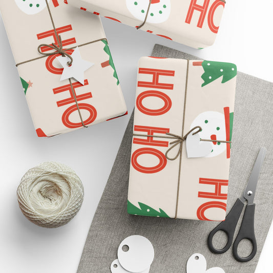 Festive Gift Wrap Roll with Merry Designs