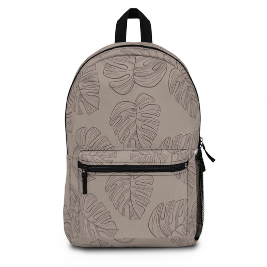 Beige Monstera Backpack