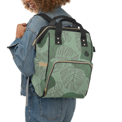 Green Monstera Diaper Backpack