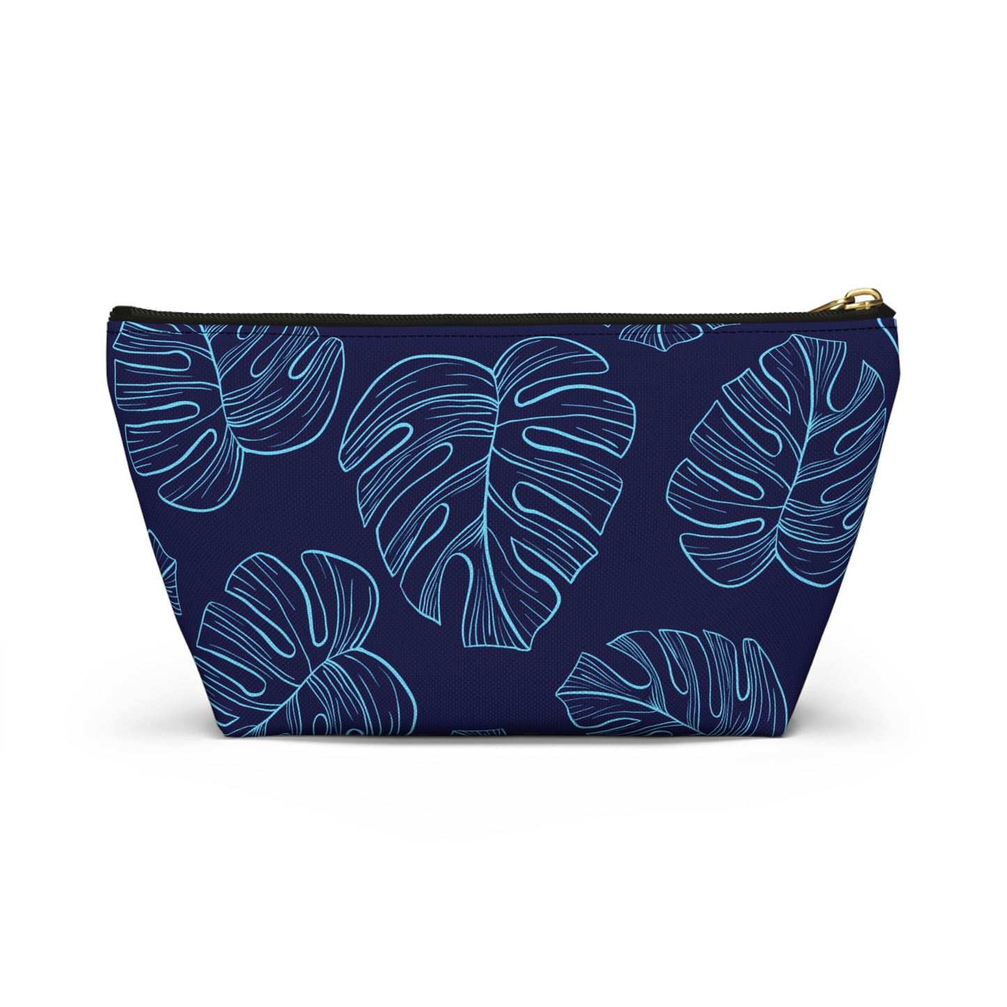 Navy Monstera Accessory Pouch w T-bottom