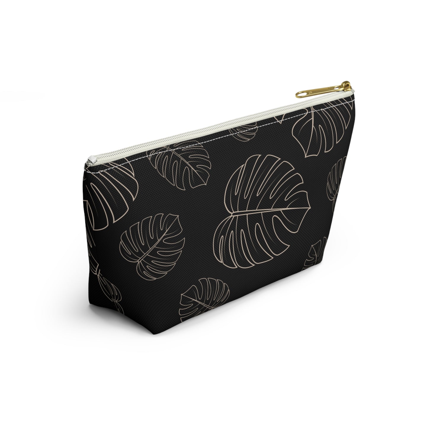 Black & Beige Accessory Pouch w T-bottom