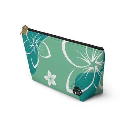 Green & White Accessory Pouch w T-bottom