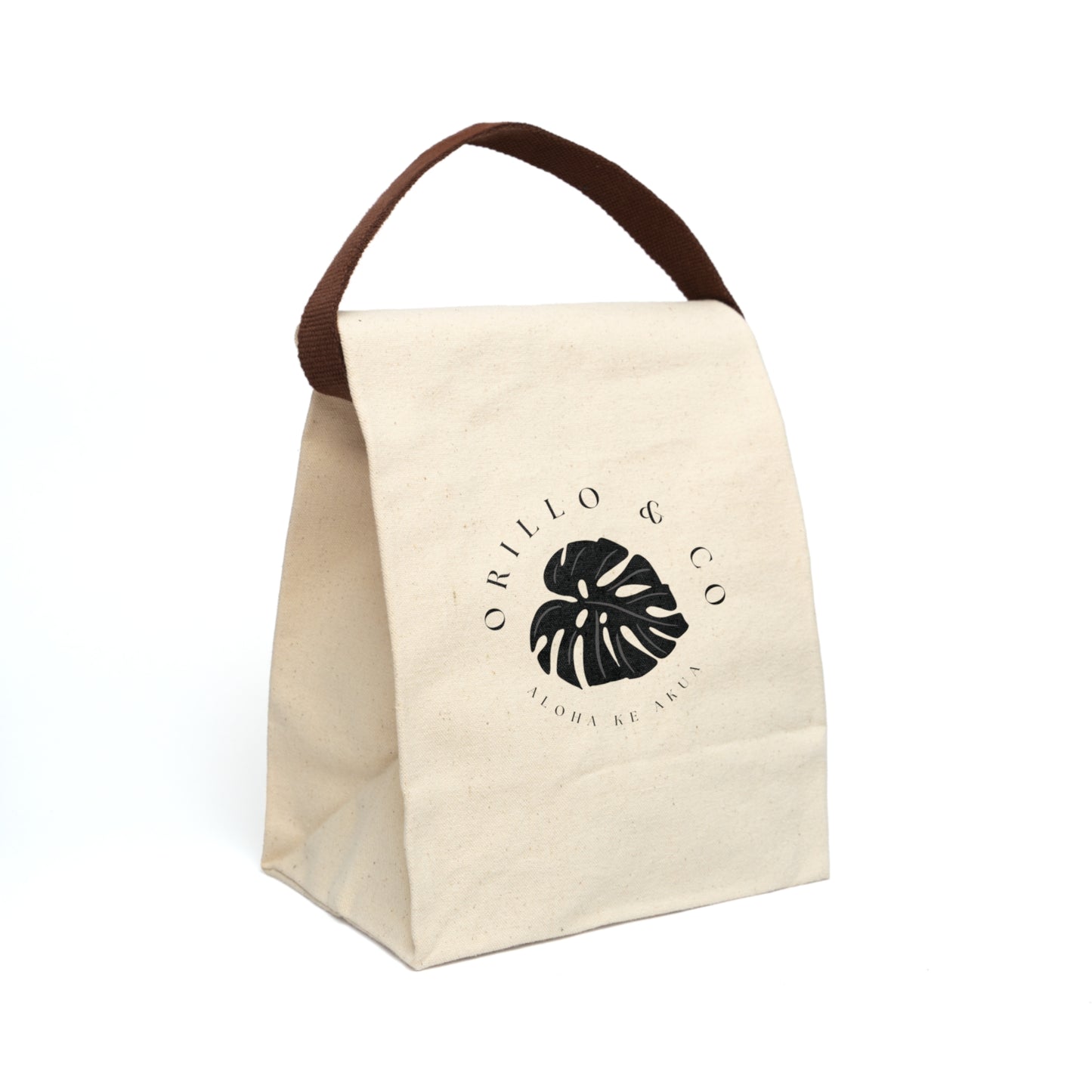 Canvas Lunch Bag With Strap - Black Logo