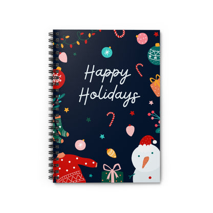 Happy Holidays Spiral Notebook - Festive Christmas Design