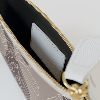 Beige Monstera Mini Clutch