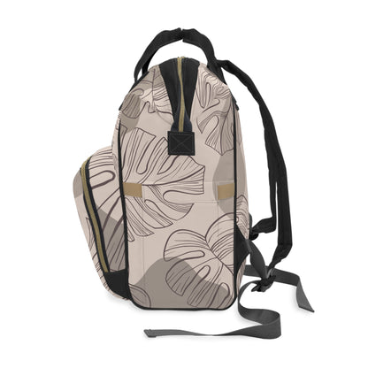 Beige Monstera Diaper Backpack