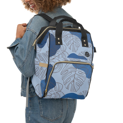 Blue Monstera Diaper Backpack