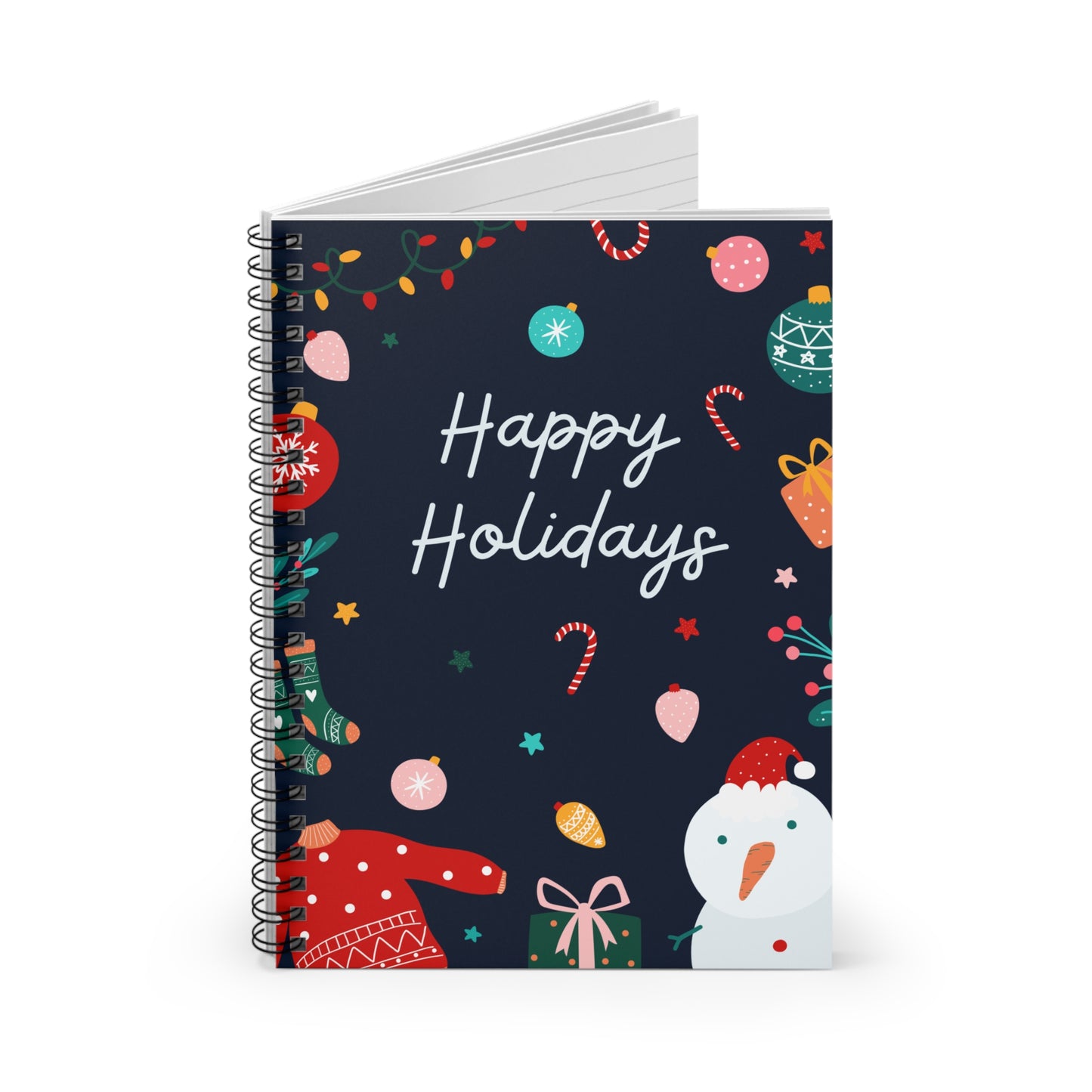 Happy Holidays Spiral Notebook - Festive Christmas Design