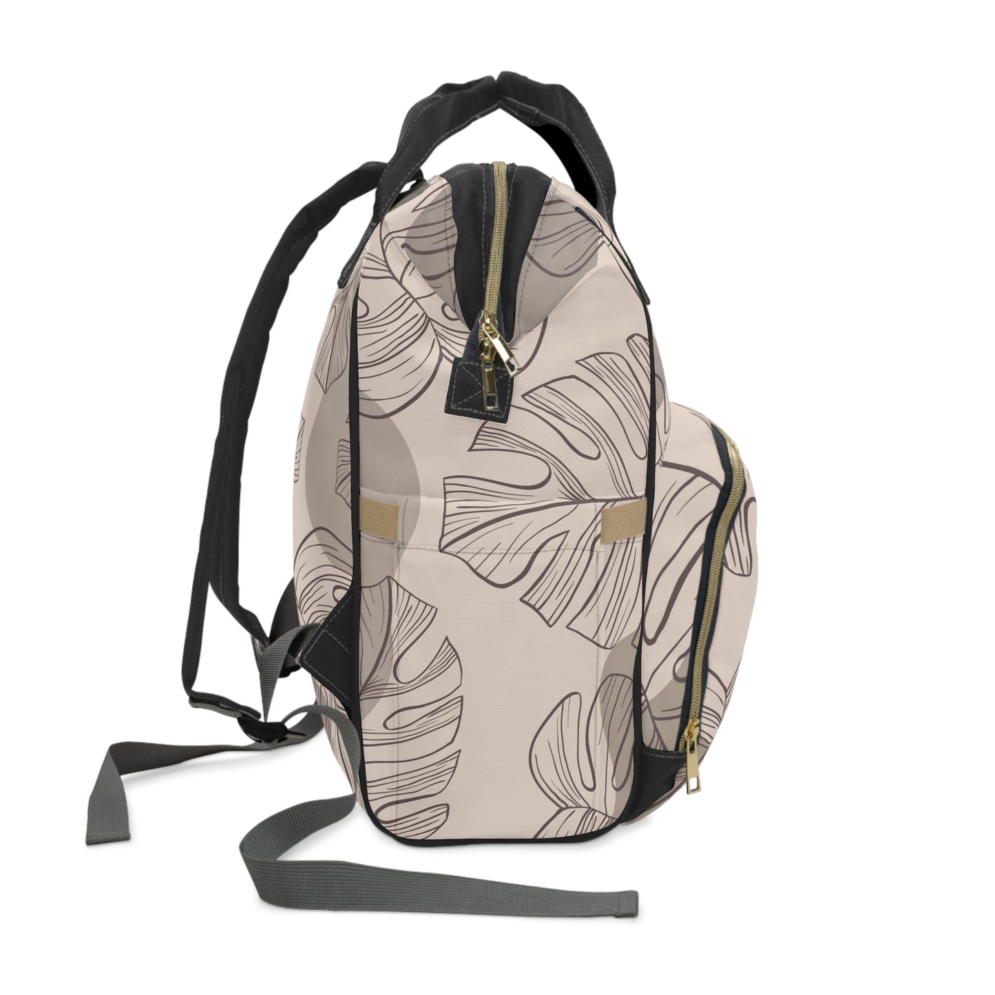 Beige Monstera Diaper Backpack