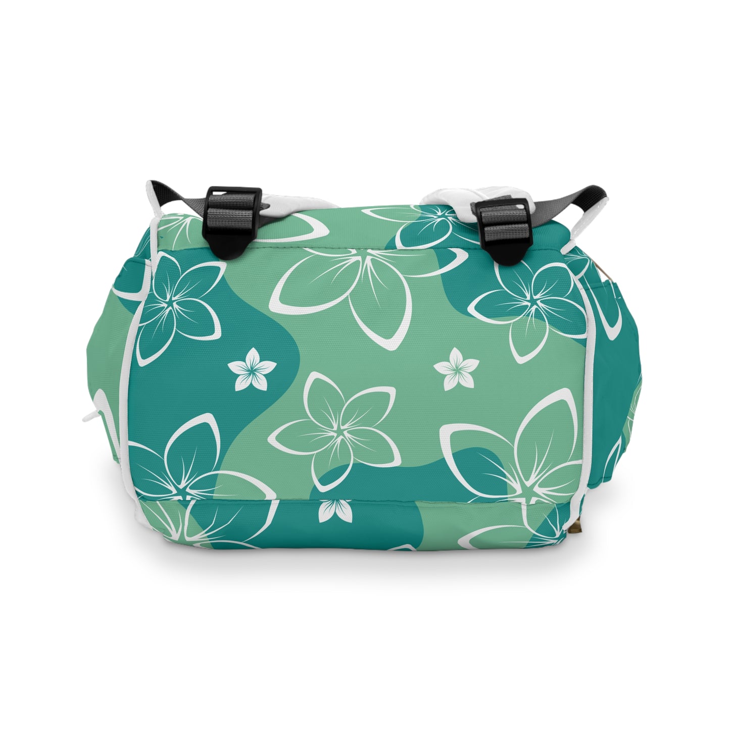 Green & White Plumeria Diaper Backpack