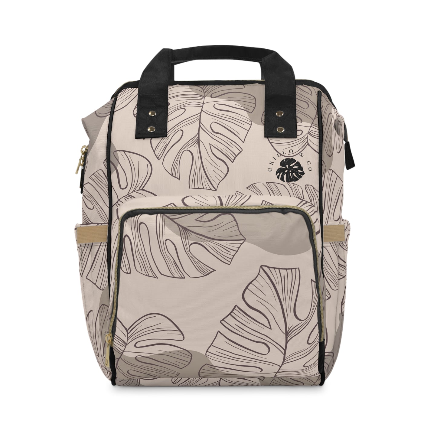 Beige Monstera Diaper Backpack