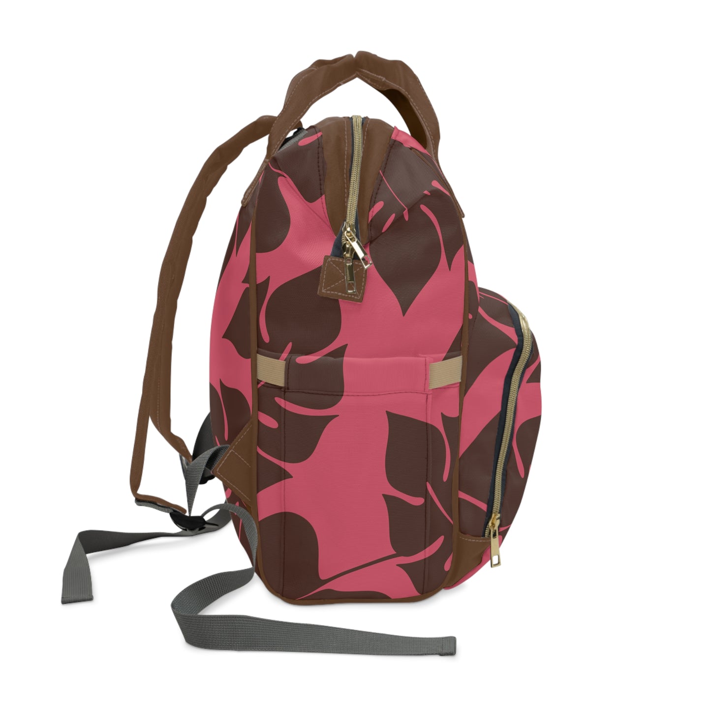 Dark Pink & Brown Diaper Backpack