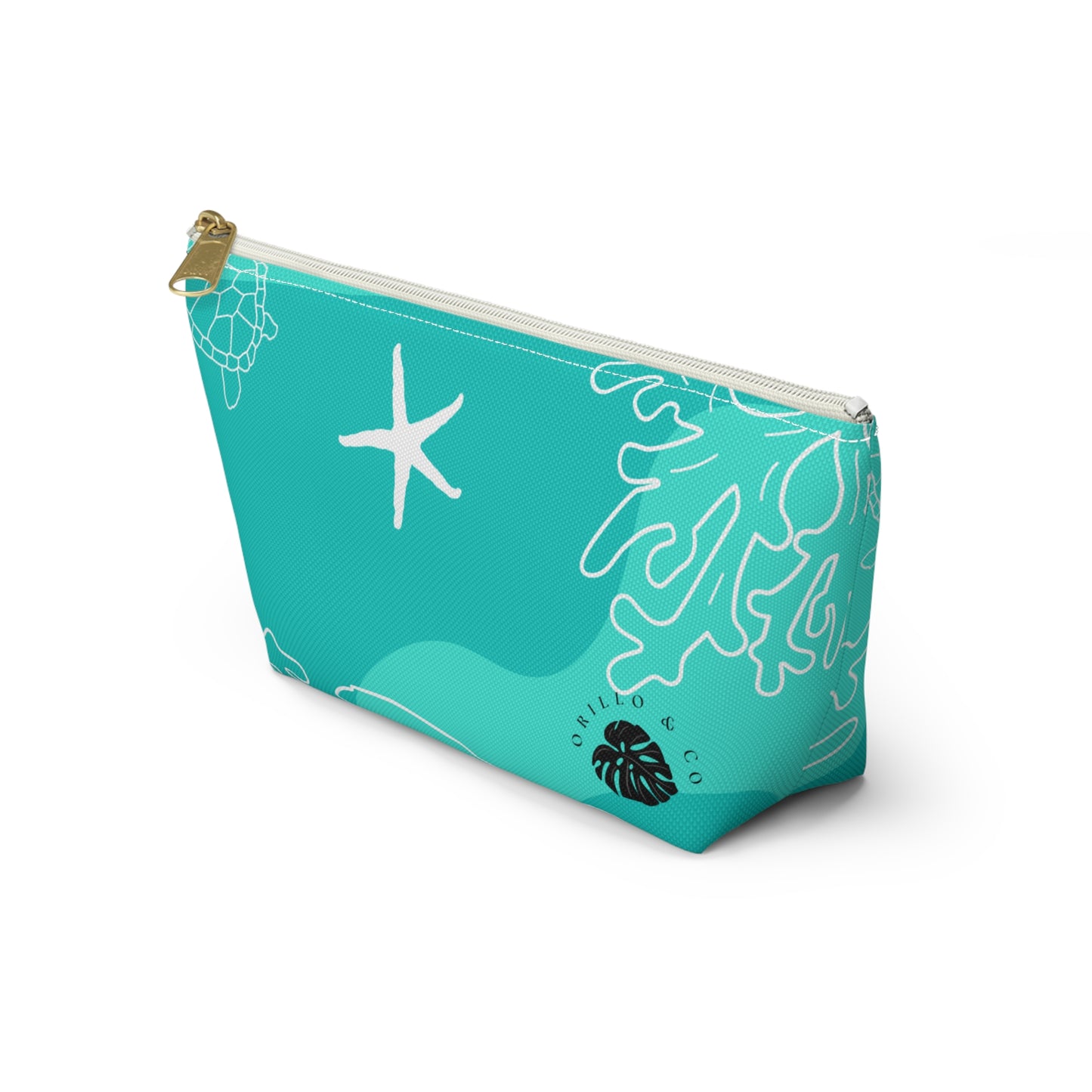 Teal Ocean Accessory Pouch w T-bottom