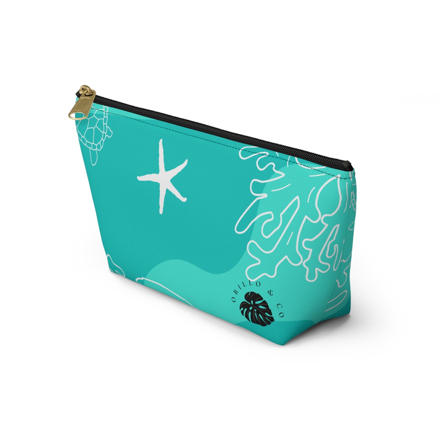 Teal Ocean Accessory Pouch w T-bottom