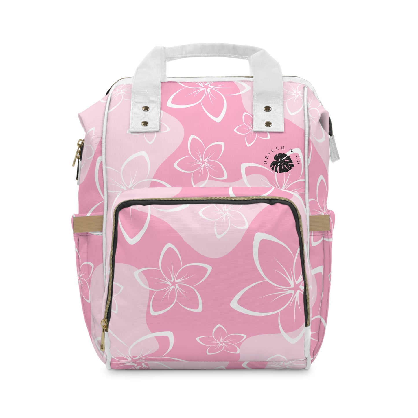 Light Pink & White Monstera Diaper Backpack