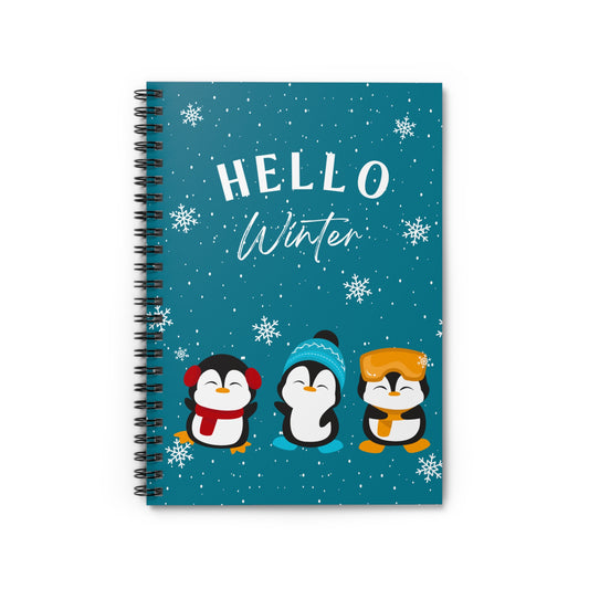 Spiral Notebook - Winter Penguins Ruled Line