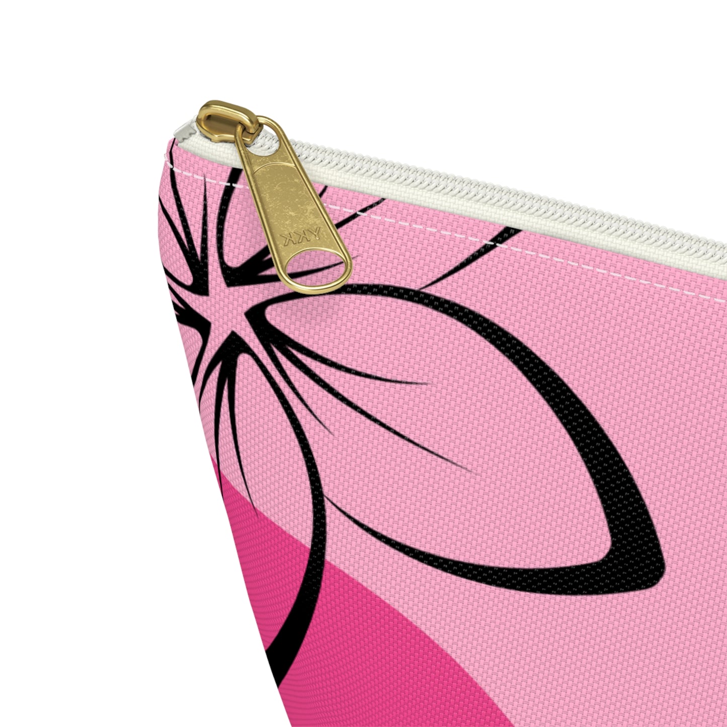 Black & Pink Plumeria Accessory Pouch w T-bottom