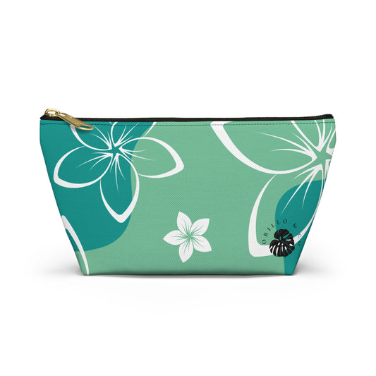 Green & White Accessory Pouch w T-bottom