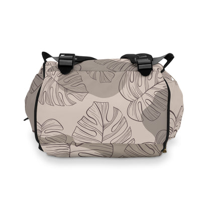 Beige Monstera Diaper Backpack