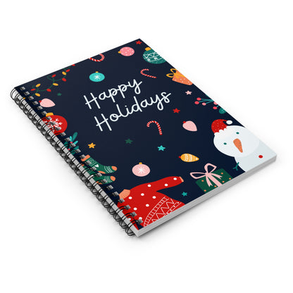 Happy Holidays Spiral Notebook - Festive Christmas Design