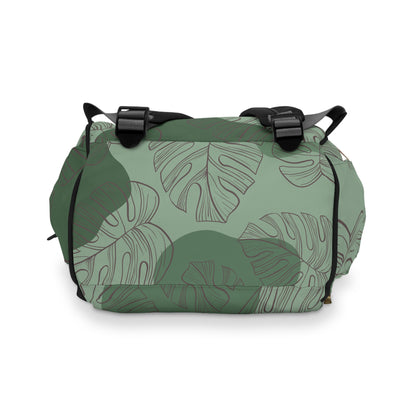 Green Monstera Diaper Backpack