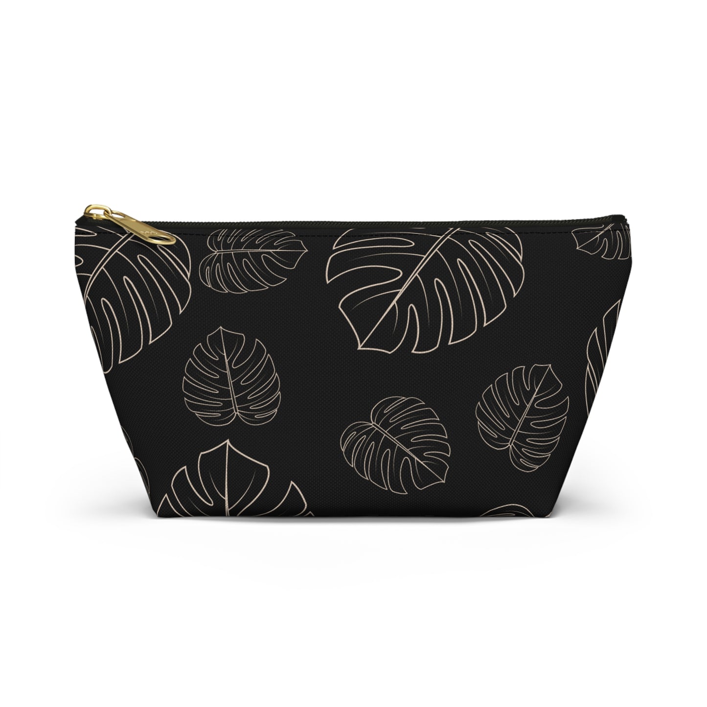 Black & Beige Accessory Pouch w T-bottom