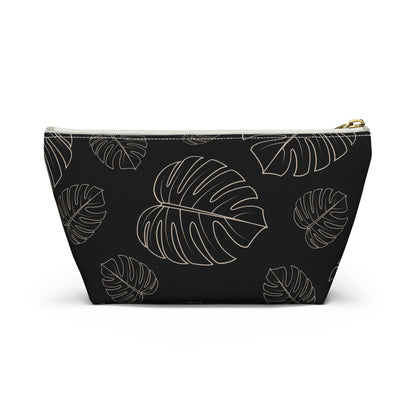 Black & Beige Accessory Pouch w T-bottom