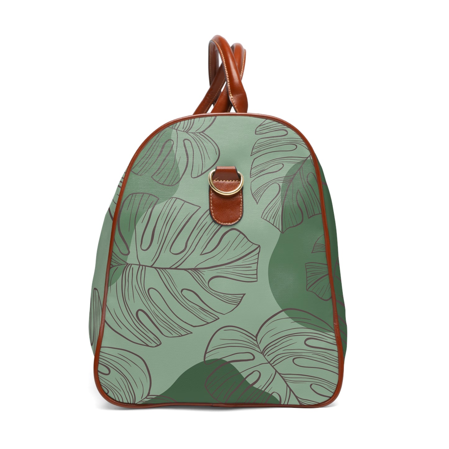 Green Monstera Waterproof Travel Bag