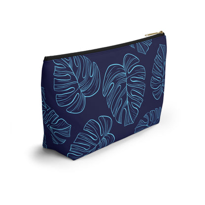 Navy Monstera Accessory Pouch w T-bottom