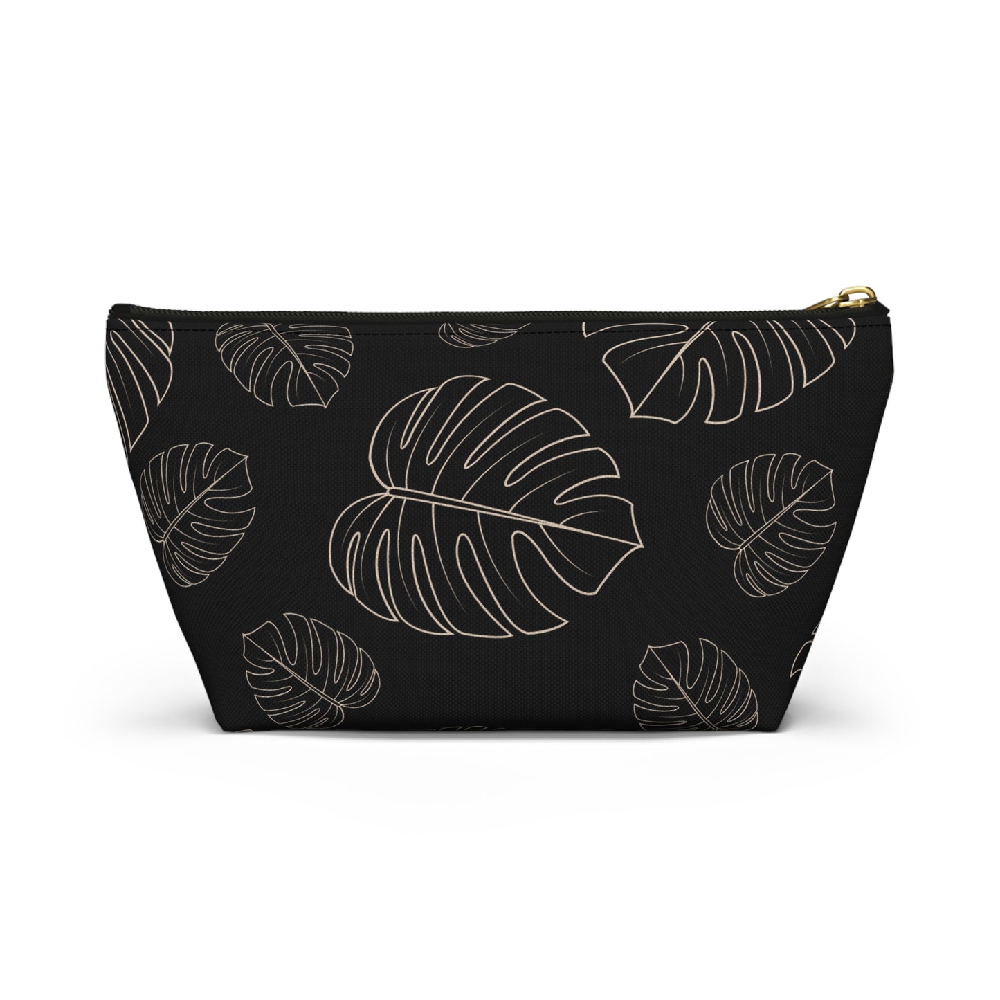 Black & Beige Accessory Pouch w T-bottom