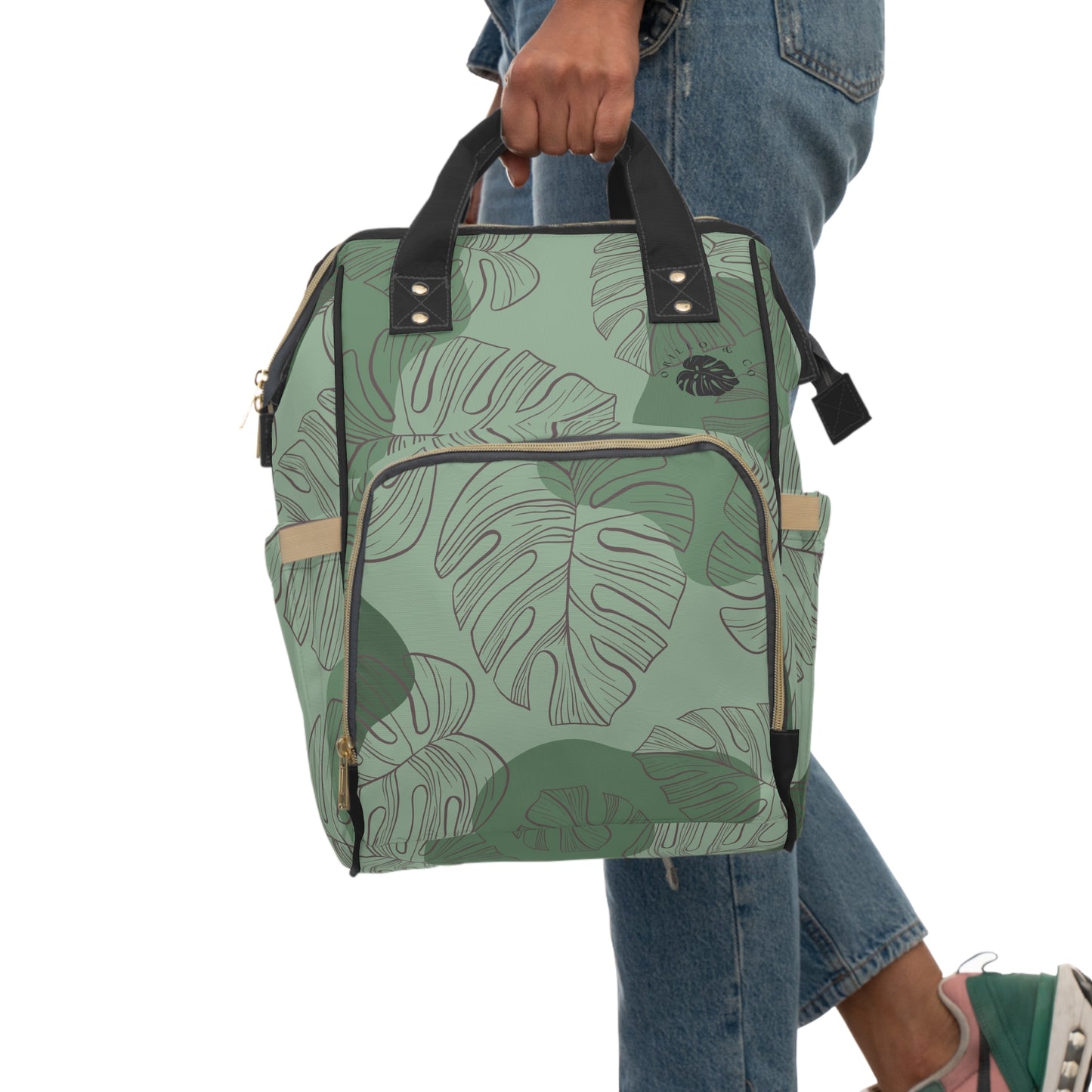 Green Monstera Diaper Backpack