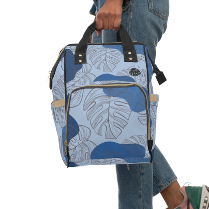 Blue Monstera Diaper Backpack