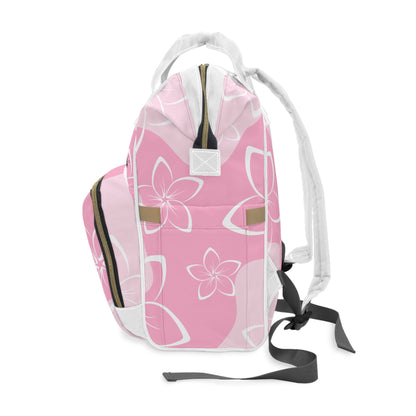 Light Pink & White Monstera Diaper Backpack