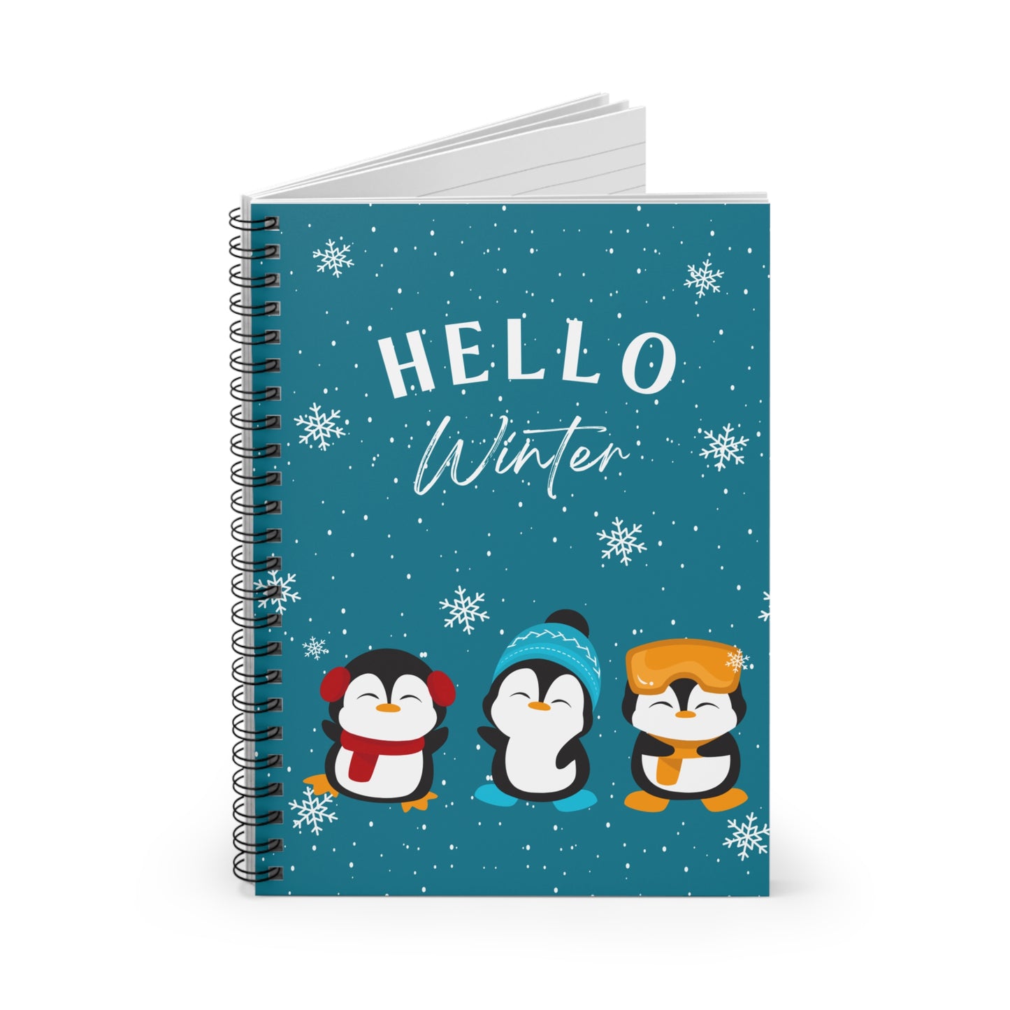 Spiral Notebook - Winter Penguins Ruled Line
