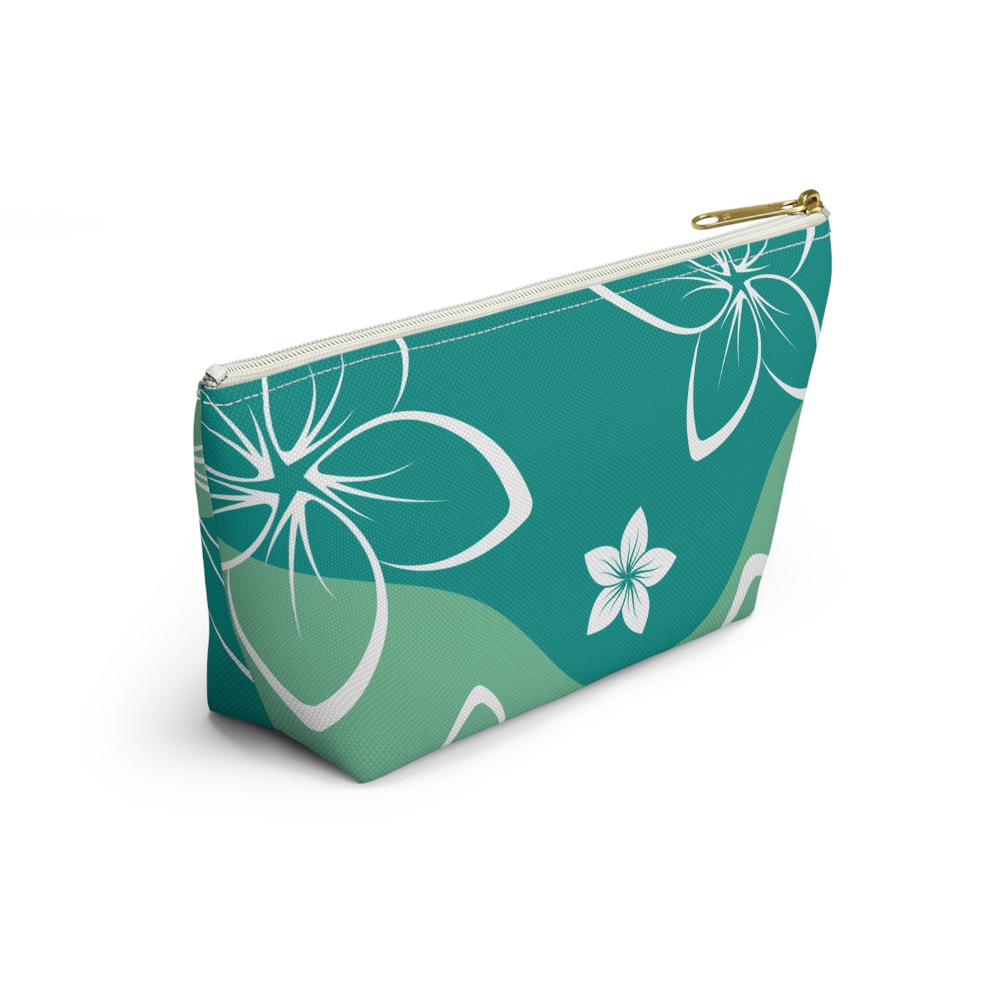 Green & White Accessory Pouch w T-bottom