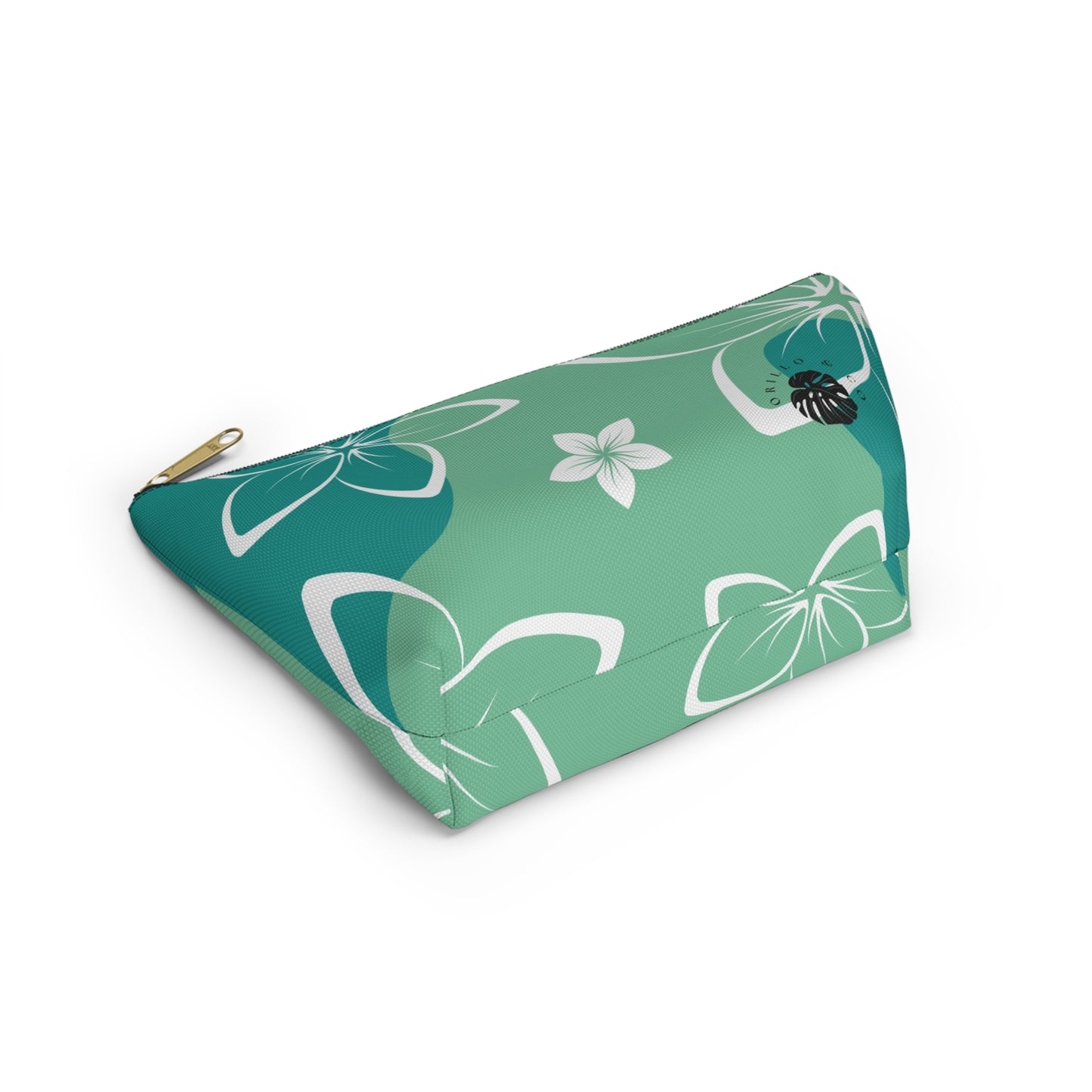 Green & White Accessory Pouch w T-bottom