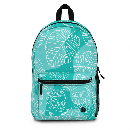 Turquoise Monstera Backpack