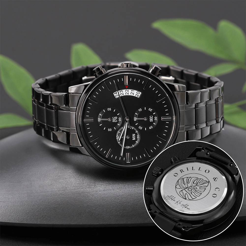 Men's Black Chronographic Watch